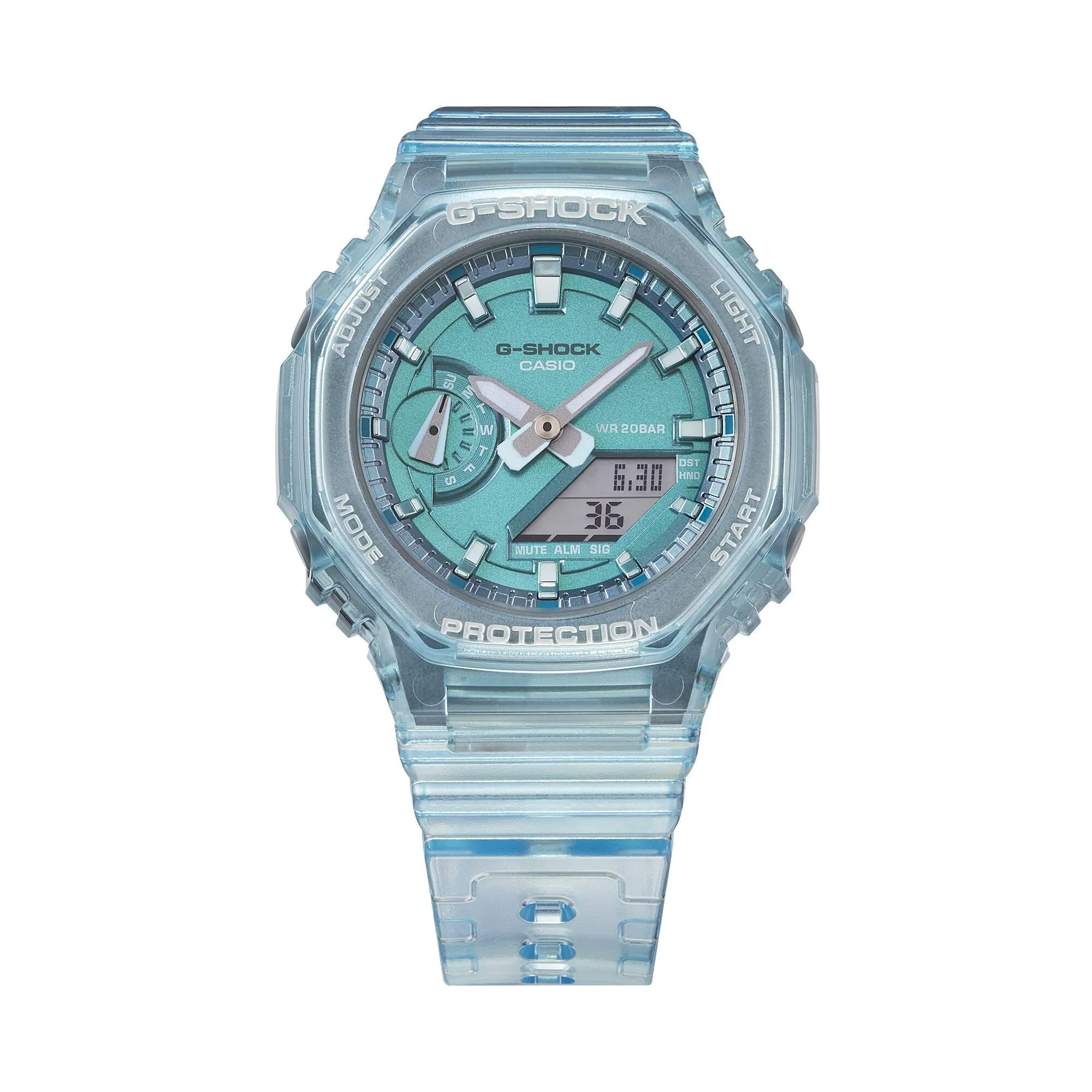 G-Shock Carbon Core Guard Slim Duo - Womens Transparent Aqua - GMAS2100SK-2A