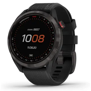 Garmin Approach S42 Lightweight Touchscreen Gunmetal Ceramic Bezel Black Silicone Band GPS Golf Smart Watch - 010-02572-10