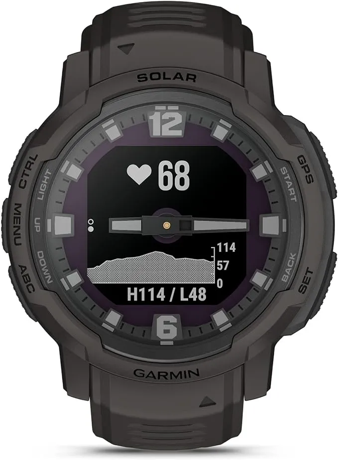 Garmin Instinct Crossover Solar: Solar-Powered Smartwatch for Adventure (GPS, Fitness Tracking)