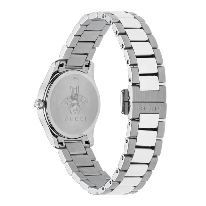 Gucci G-Timeless 27mm Silver Dial with Silver Feline Head Motif Women's Watch YA126595