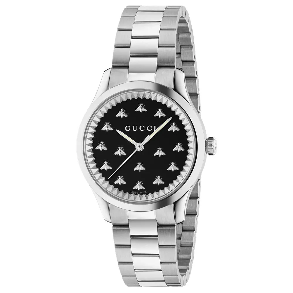 Gucci G-Timeless 32mm Black Onyx Dial with Bees Stainless Steel Ladies Watch YA1265034