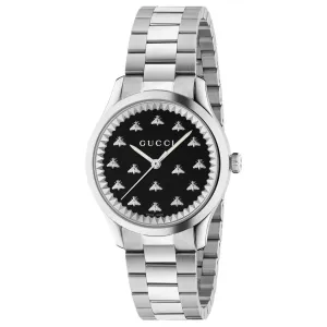 Gucci G-Timeless 32mm Black Onyx Dial with Bees Stainless Steel Ladies Watch YA1265034