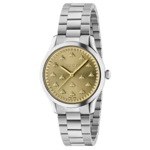 Gucci G-Timeless 32mm Gold Dial with Bees Stainless Steel Ladies Watch YA1265035