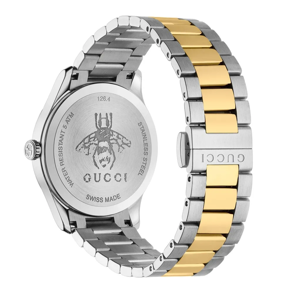 Gucci G-Timeless 38mm Gold Bee Motif Silver Dial Gold PVD Steel Ladies Quartz Watch YA1264131