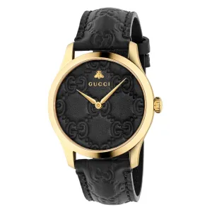 Gucci G-Timeless 38mm Signature Black Dial Gold PVD Stainless Steel Watch YA1264034A
