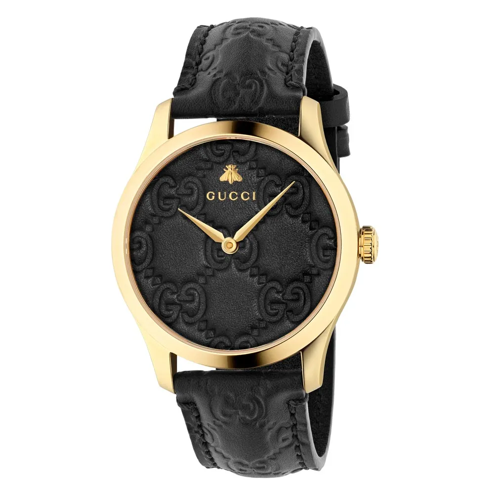 Gucci G-Timeless 38mm Signature Black Dial Gold PVD Stainless Steel Watch YA1264034A