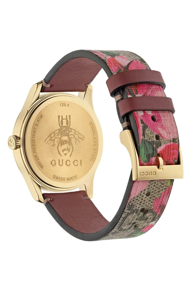 Gucci YA1264038A G-Timeless Floral Print GG Canvas Strap, 38mm Women Watches Lexor Miami