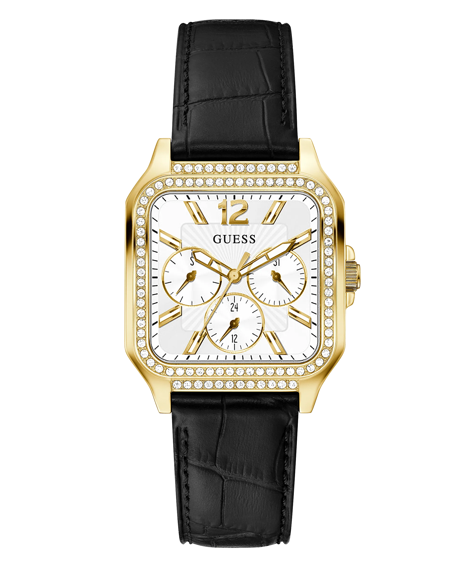 Guess GW0309L2 GOLD TONE CASE BLACK GENUINE LEATHER Women Watch