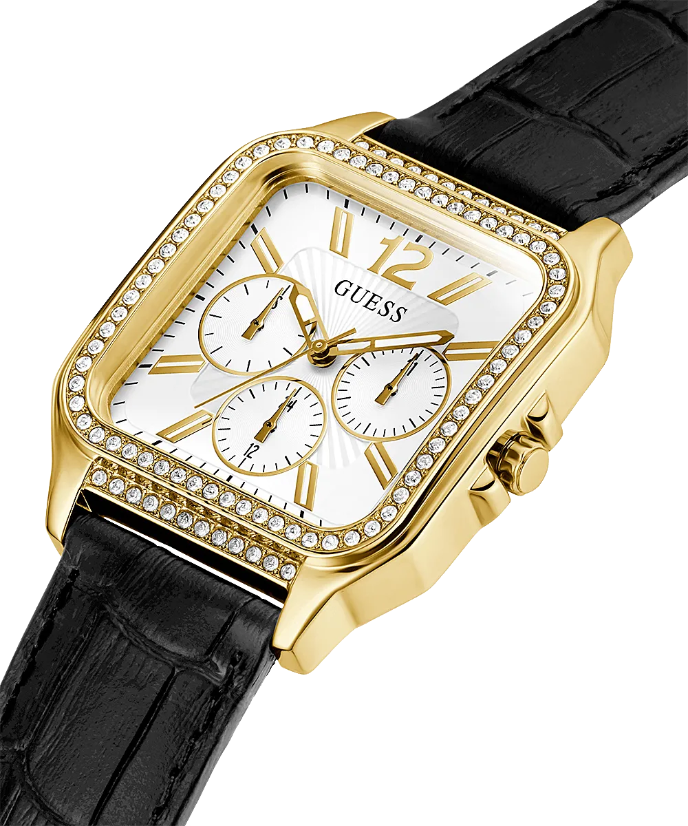 Guess GW0309L2 GOLD TONE CASE BLACK GENUINE LEATHER Women Watch