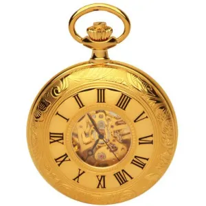 Half Hunter Gold Mechanical Pocket Watch – Timeless Classic Design
