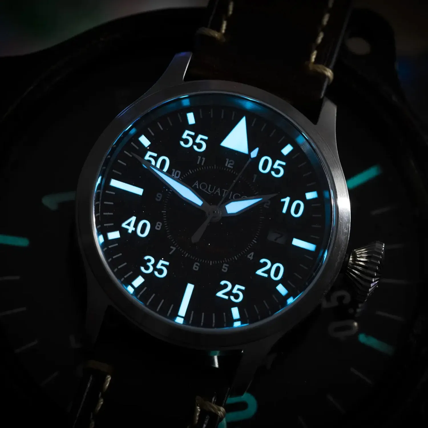Horizon Hawk Aventurine Dial Automatic Pilot Watch