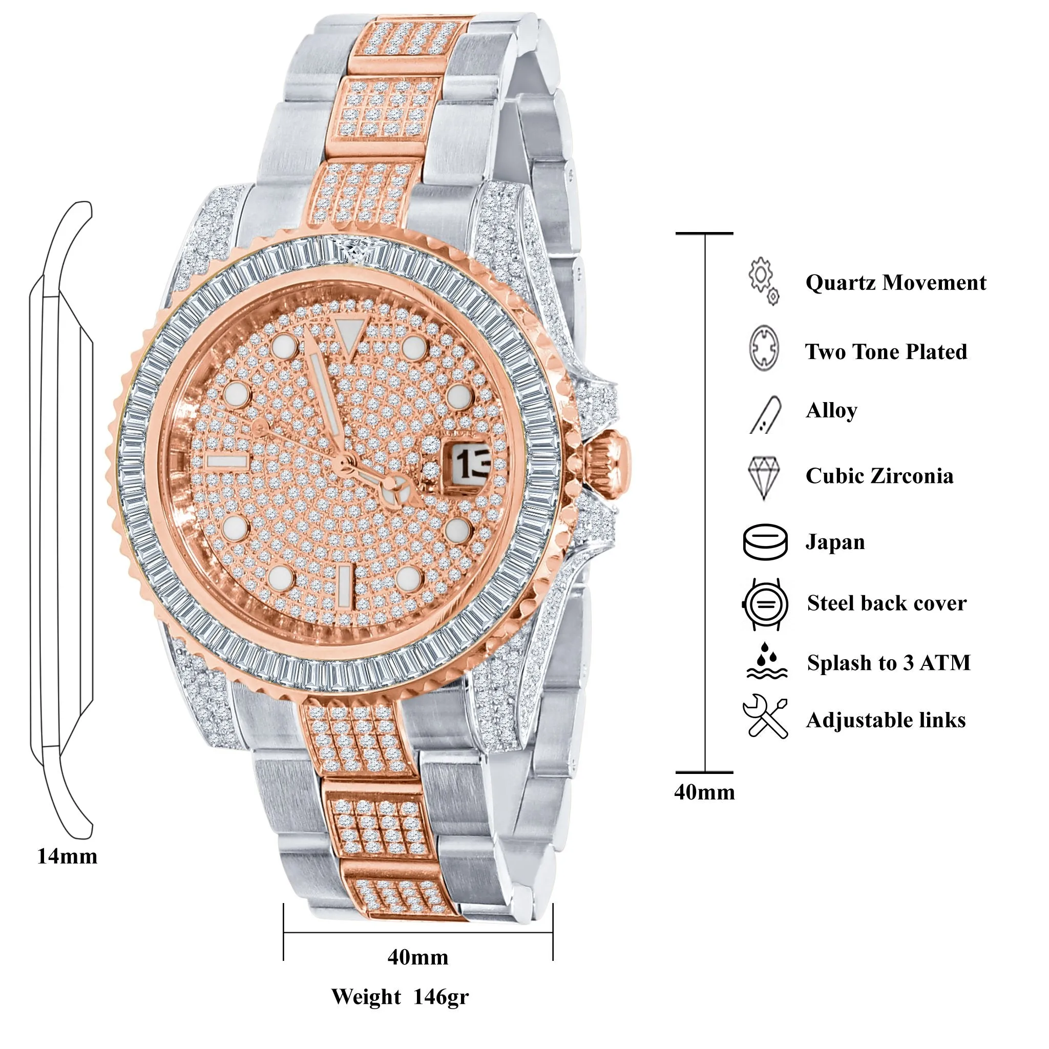 HURRICANE STAINLESS STEEL WATCH WITH ROSE GOLD PLATED | 5303818
