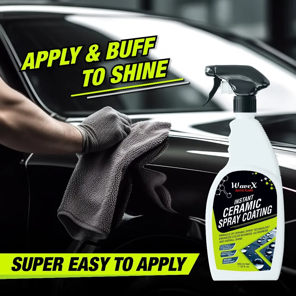 Instant Ceramic Coating for Car - 650ml  Easy to Apply  Just Spray and Wipe  Super Hydrophobic, Extreme Gloss, Smoothness and Protects Paint
