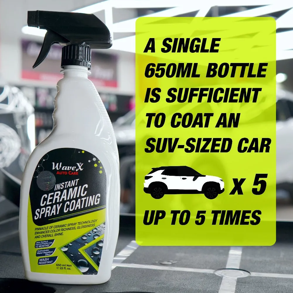 Instant Ceramic Coating for Car - 650ml  Easy to Apply  Just Spray and Wipe  Super Hydrophobic, Extreme Gloss, Smoothness and Protects Paint
