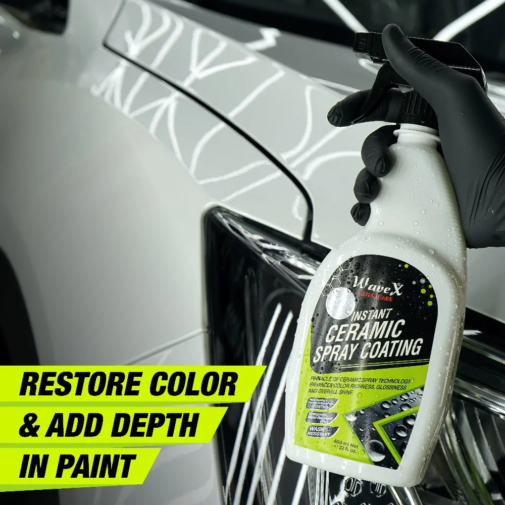 Instant Ceramic Coating for Car - 650ml  Easy to Apply  Just Spray and Wipe  Super Hydrophobic, Extreme Gloss, Smoothness and Protects Paint