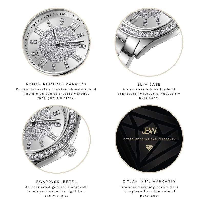 JBW Women's Mondrian 34 Watch 0.08 ctw Diamond - Stainless Steel - Silver - J6388