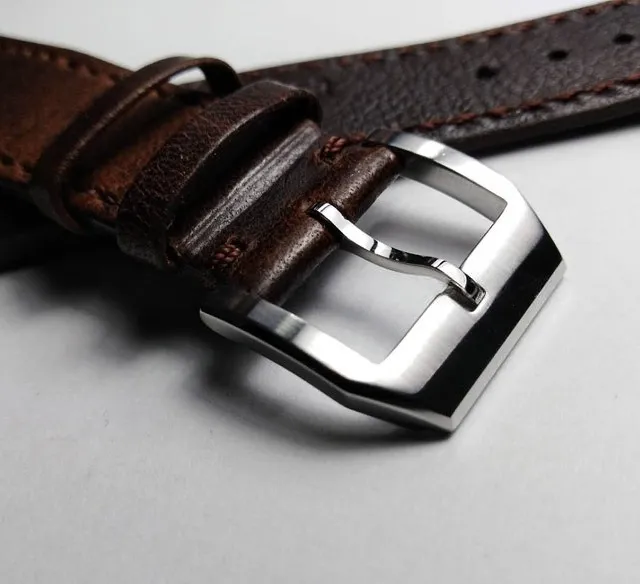 Leather Watch Strap 22mm 21mm 20mm Brown Leather and Brown Stitches Black Bay 58 Bronze Red Blue Flieger B Uhr Pilot Watch Gt2 Square Leather Strap