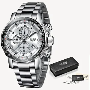 LIGE Unique Full Stainless Steel Waterproof Chronograph Quartz Watch LG9902