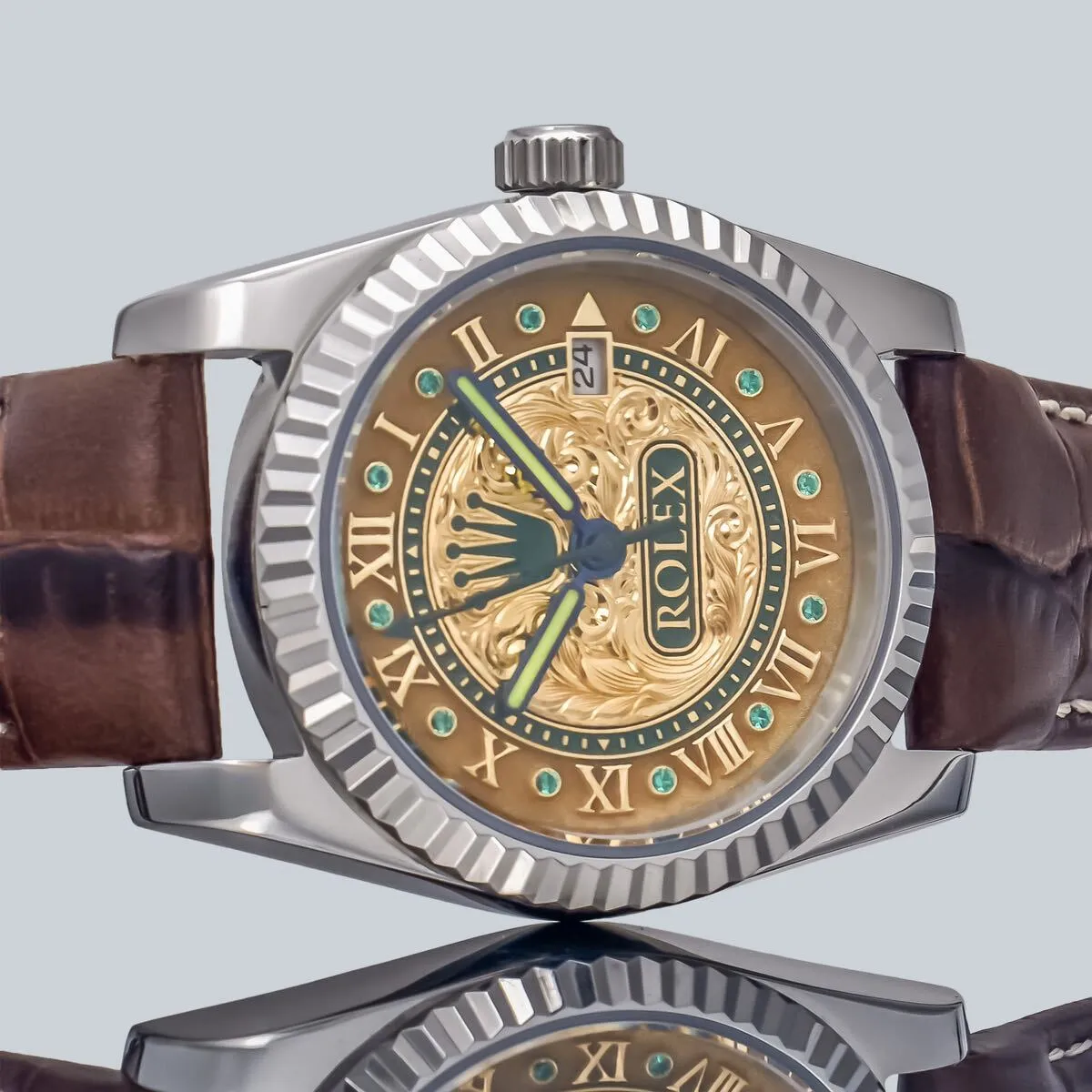Marriage Watch Rolex 36mm Unisex Wristwatch With Pocket Watch Design Skeleton