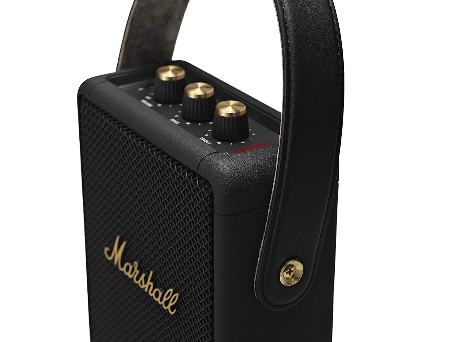 Marshall Stockwell II Bluetooth Portable Speaker  20  Hours Playtime, IPX4 Water Resistant, Multi-Directional Sound, Black & Brass