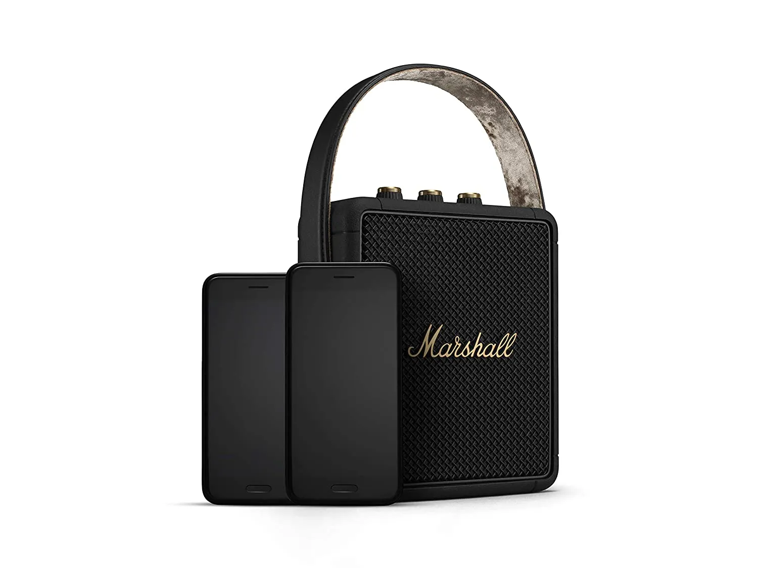 Marshall Stockwell II Bluetooth Portable Speaker  20  Hours Playtime, IPX4 Water Resistant, Multi-Directional Sound, Black & Brass