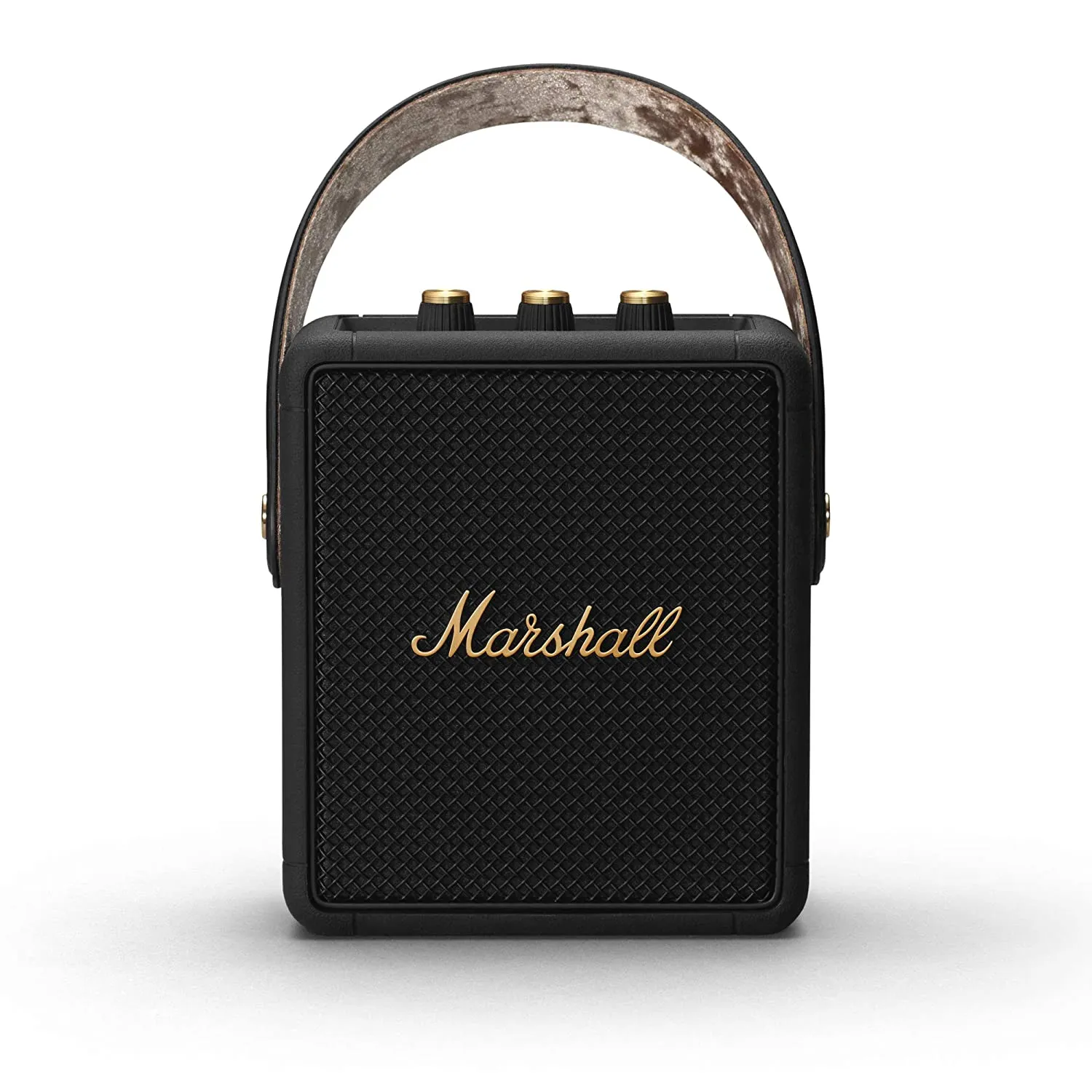 Marshall Stockwell II Bluetooth Portable Speaker  20  Hours Playtime, IPX4 Water Resistant, Multi-Directional Sound, Black & Brass
