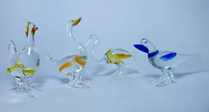 MDZ® Handmade Crystal Glass Decorative Birds - Set of 4 Birds, Color - Transparent, for Happy Home & Office Decor (Set of 4 Pieces)