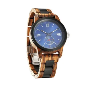 Men's Handcrafted Engraving Zebra Ebony Wood Watch - Best Gift Idea!