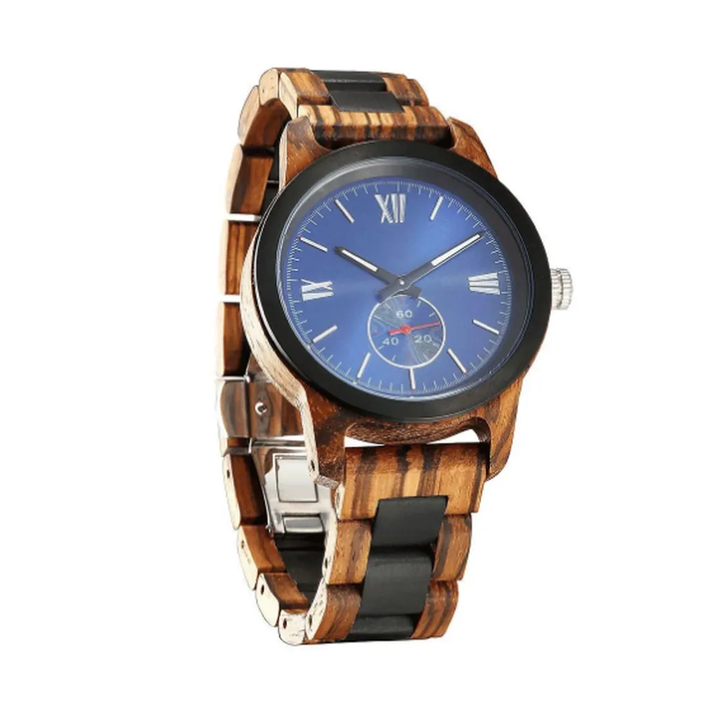 Men's Handcrafted Engraving Zebra Ebony Wood Watch - Best Gift Idea!