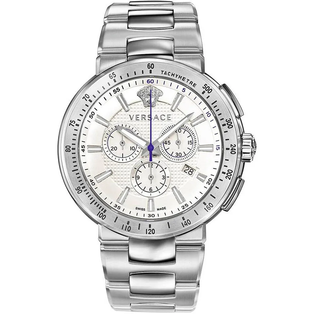 Men's Stainless Steel Chronograph Watch with Quartz Movement and Stopwatch Functions