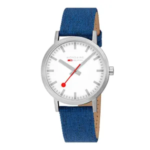 Mondaine Classic 40mm Navy-Blue Textile Watch A660.30360.17SBD