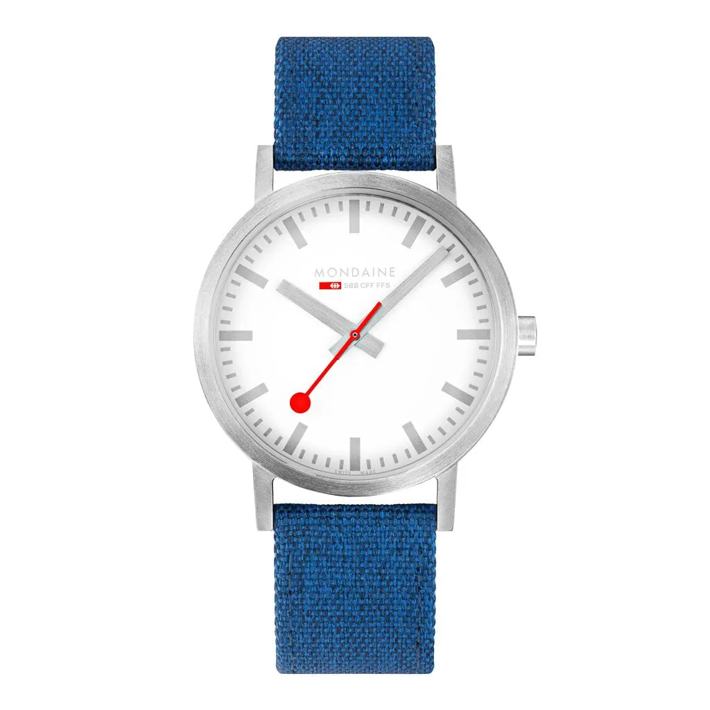 Mondaine Classic 40mm Navy-Blue Textile Watch A660.30360.17SBD