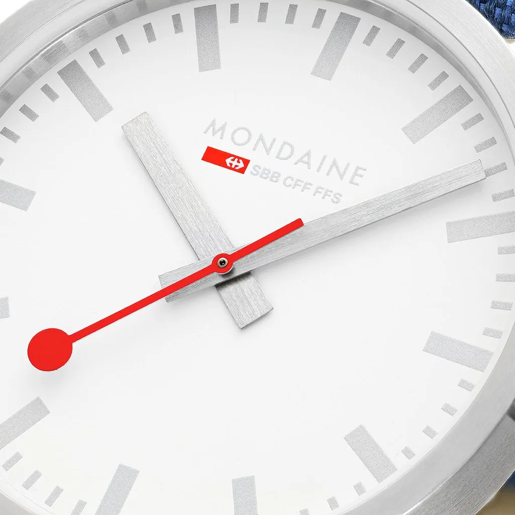 Mondaine Classic 40mm Navy-Blue Textile Watch A660.30360.17SBD