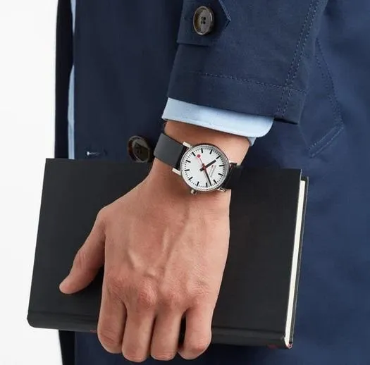 MONDAINE evo2, 35mm, black leather watch, MSE.35110.LB