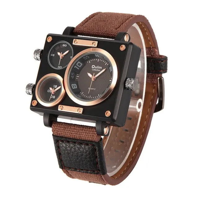 Multiple Time Zone Military watch from Oulm. Truly unique!