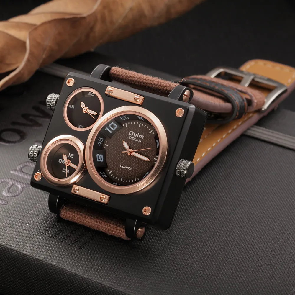 Multiple Time Zone Military watch from Oulm. Truly unique!