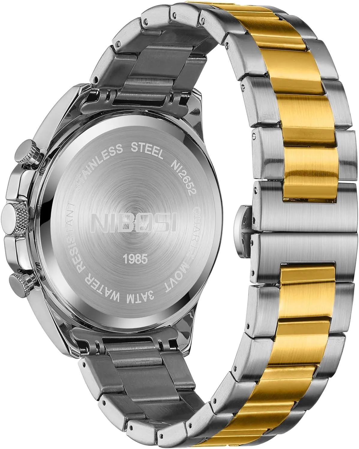 NIBOSI Mens Watches Analog Chronograph Watch with Calendar Waterproof Stainless Steel Strap Leather Band Men's Wrist Watches Classic Dainty Minimalist Business Dress Designer Quartz Watches for Men