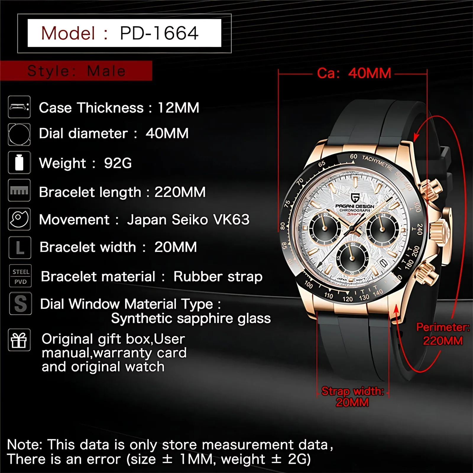Pagani Design Daytona Rose Gold Homage Watches
