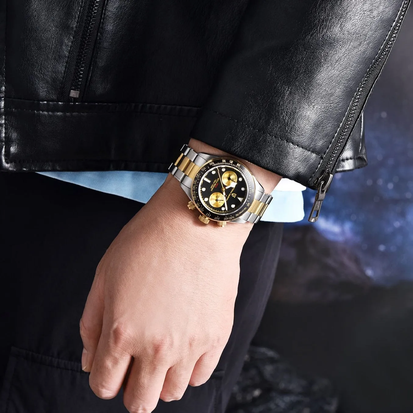 PAGANI DESIGN Men&#39;s Watches Gold Panda Luxury Quartz Watch For Men Sport Chronograph Sapphire glass 100M Waterproof 2022 New