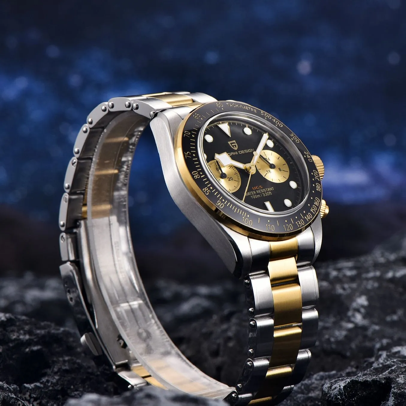 PAGANI DESIGN Men&#39;s Watches Gold Panda Luxury Quartz Watch For Men Sport Chronograph Sapphire glass 100M Waterproof 2022 New