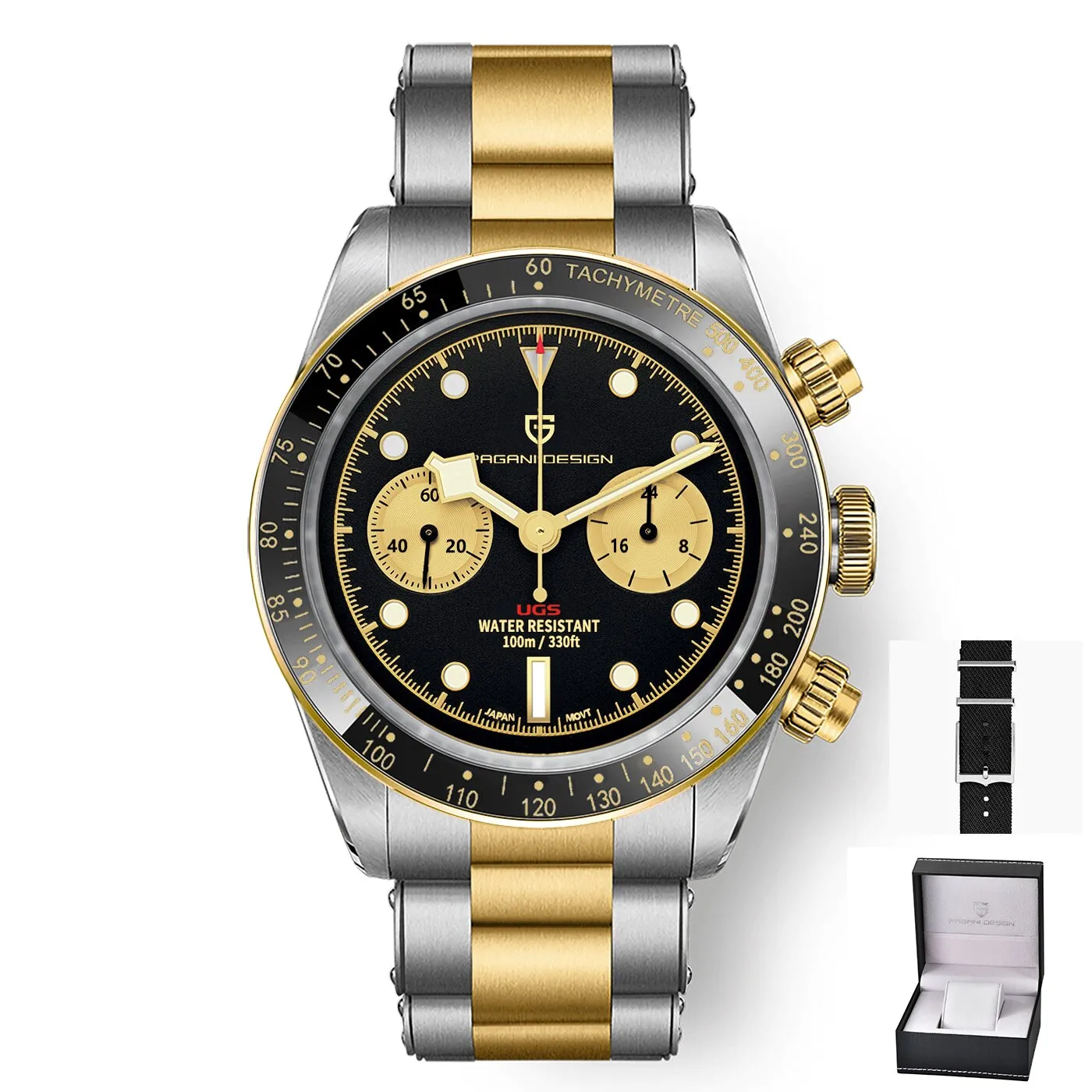 PAGANI DESIGN Men&#39;s Watches Gold Panda Luxury Quartz Watch For Men Sport Chronograph Sapphire glass 100M Waterproof 2022 New