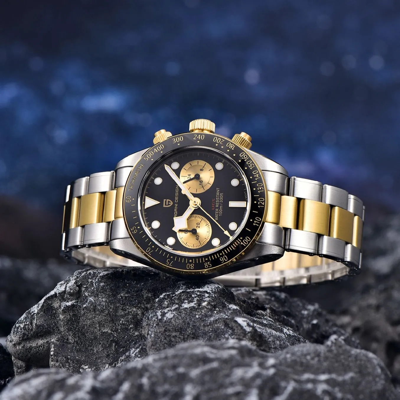 PAGANI DESIGN Men&#39;s Watches Gold Panda Luxury Quartz Watch For Men Sport Chronograph Sapphire glass 100M Waterproof 2022 New