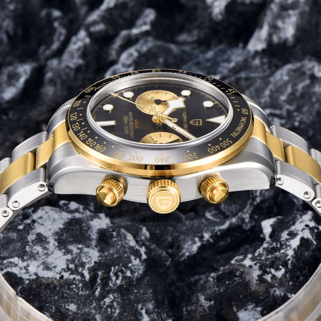 PAGANI DESIGN Men&#39;s Watches Gold Panda Luxury Quartz Watch For Men Sport Chronograph Sapphire glass 100M Waterproof 2022 New