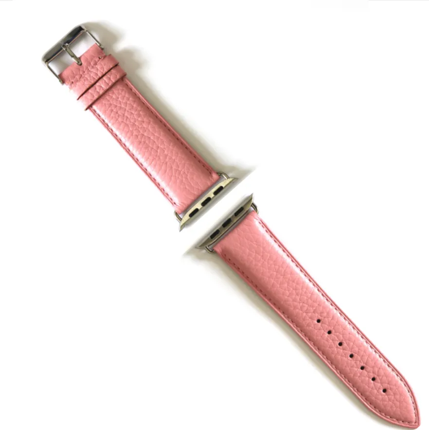 Pink Pebbled Leather Apple Watch Strap (42/44 mm)