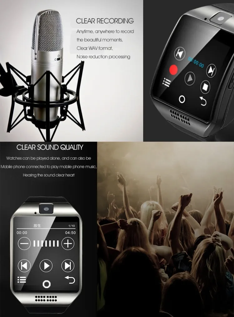 Q18 1.54 inch TFT Screen MTK6260A 360MHz Bluetooth 3.0 Smart Watch Phone, 128M   64M Memory(Black)