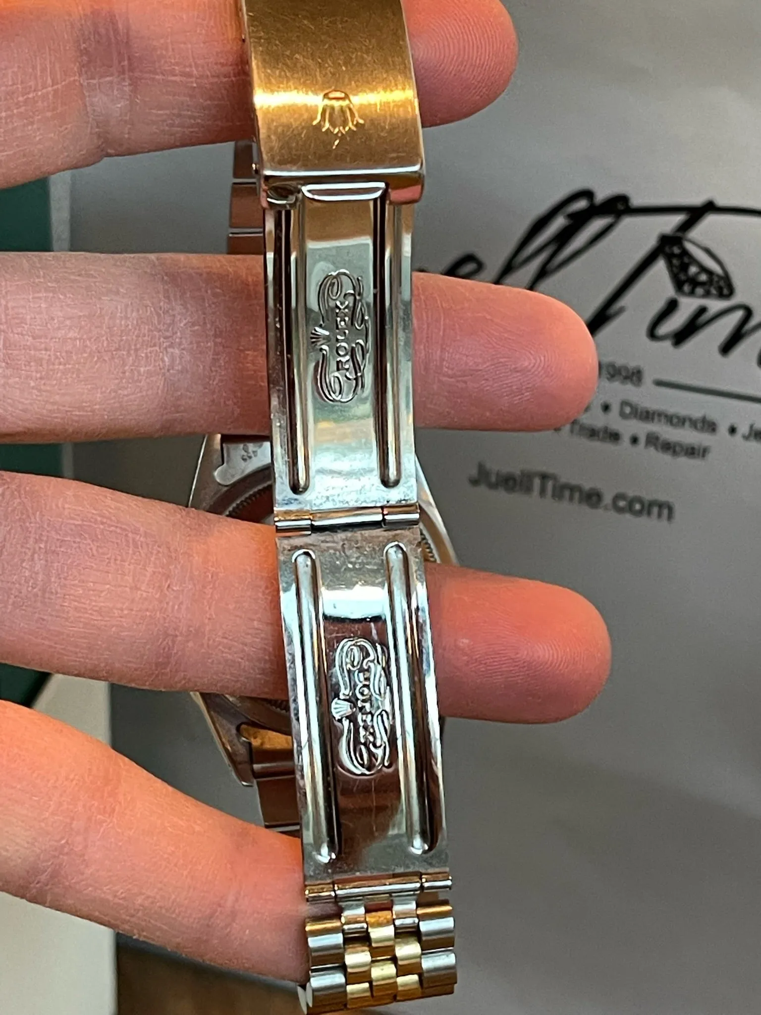 Rolex Datejust 36mm 16233 Men’s or Women’s Watch Two Stainless Steel and 18k Yellow Gold Refinished Blue Diamond Dial Mint