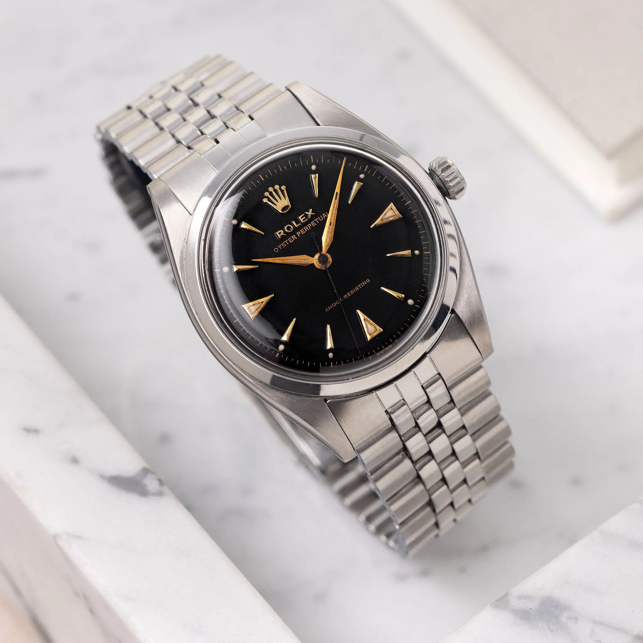 Rolex Oyster Perpetual Ovettone Black Dial Ref 6352