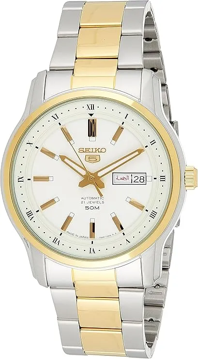 SEIKO 5 Automatic Silver Dial Two-Tone Men's Watch SNKP14J1, Silver-tone, Modern