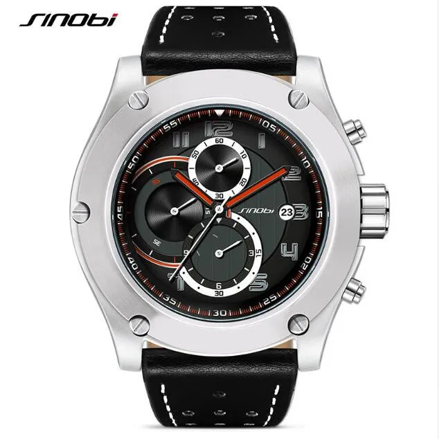 SINOBI top brand chronograph waterproof men's watch