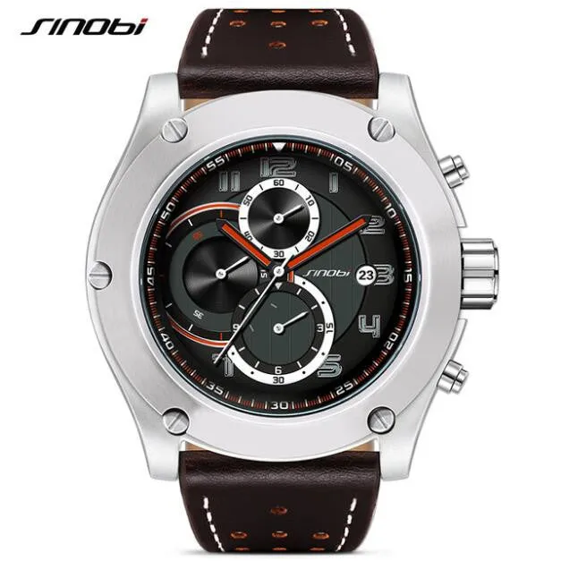 SINOBI top brand chronograph waterproof men's watch